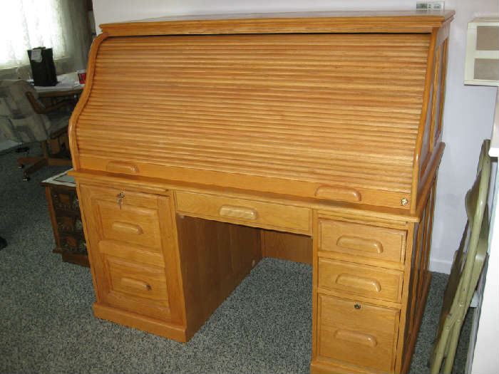 large roll top desk in oak