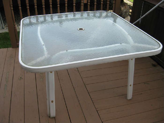 square glass top patio table
