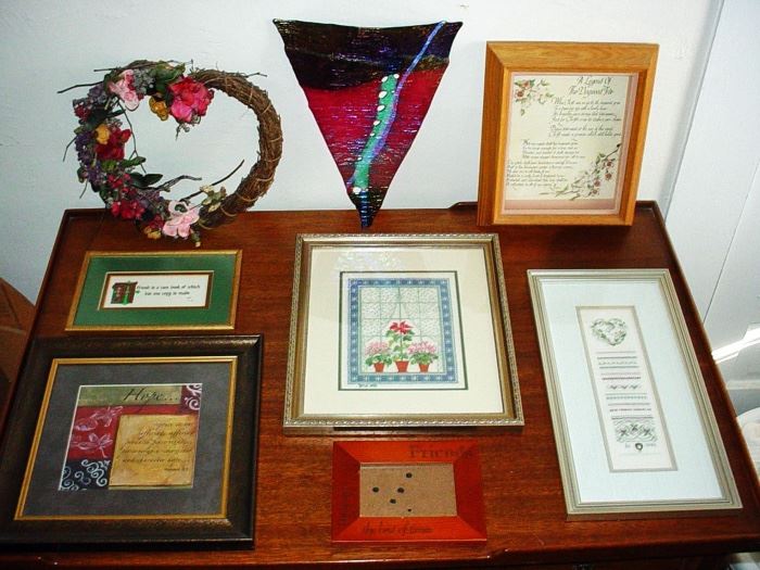 Framed Photos Needlework Heart Wreath Fused Glass 