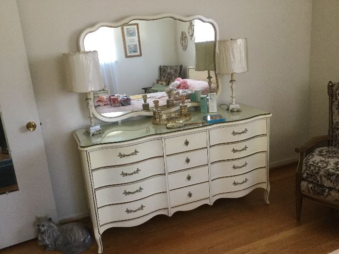 French Provencial Dresser and Mirror