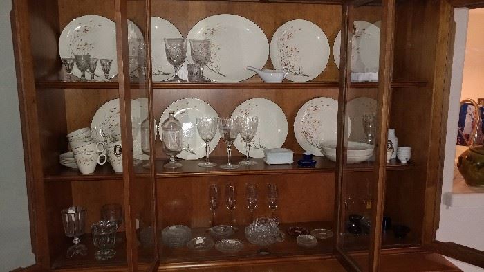 China Cabinet, Misc. Antique Glass Pieces, China Set