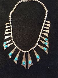 Turquoise and silver collar 