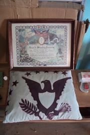 WWII pillow with certificate