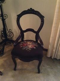 Victorian chair with needlepoint seat
