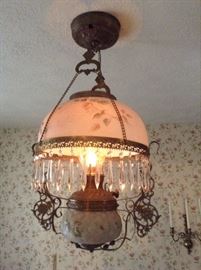 Victorian hanging oil light converted to electric.