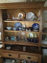 Antique dishes, step back cupboard not for sale
