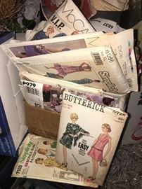 Vintage patterns and fabric and sewing notions