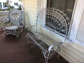 Vintage wicker and metal outdoor furniture