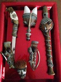 Knives with case from Brazil and a Brazilian Flute