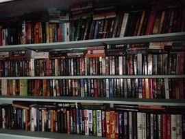 Books on tape, Movie DVDs, and lots of books