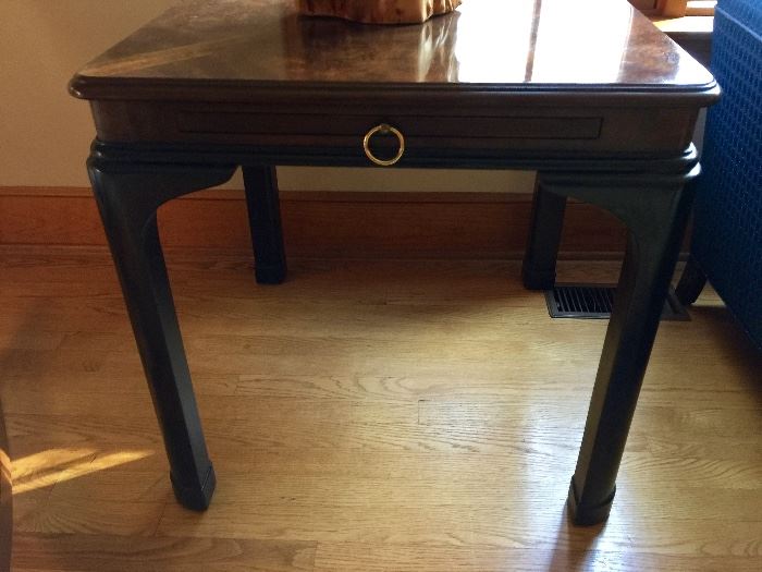 Pair of Drexel Heritage Mahogany End Tables with Pull Out Shelf