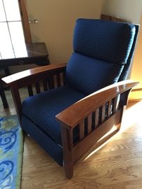 Ethan Allen Mission Style Blue Recliner Chair