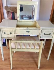 2 Drawer Vanity with Bamboo Pattern and Stool by Henry Link Bali Hai