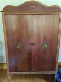 Cherry Armoire with Cedar Lining and 3 Drawers with Flower Inlay