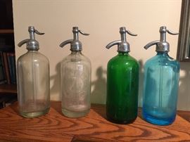 10 Antique Seltzer Bottles (5 Blue and 5 Clear)