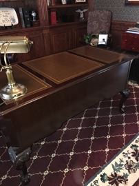 EXECUTIVE LEATHER TOP SOLID WOOD DESK 58" LONG X 30" WIDE X 30" TALL
