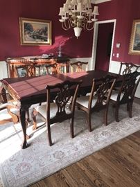 STANLEY LONG DINING TABLE WITH 8 CHAIRS 100" LONG X 45" WIDE X 30" TALL MSRP $8,000