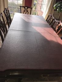 STANLEY LONG DINING TABLE WITH 8 CHAIRS 100" LONG X 45" WIDE X 30" TALL MSRP $8,000