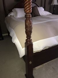 STANLEY BEDROOM SET- FOUR POST KING SIZE BED, 2 NIGHTSTANDS, DRESSER WITH MIRROR-MATTRESS NOT INCLUDED