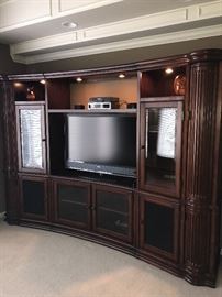 LARGE WALL UNIT/ ENTERTAINMENT MEDIA CENTER WITH BOOKSHELVES-3 PIECE 113" LONG X 81" TALL AND 24" DEEP MSRP $5,000