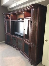 LARGE WALL UNIT/ ENTERTAINMENT MEDIA CENTER WITH BOOKSHELVES-3 PIECE 113" LONG X 81" TALL AND 24" DEEP MSRP $5,000