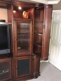 LARGE WALL UNIT/ ENTERTAINMENT MEDIA CENTER WITH BOOKSHELVES-3 PIECE 113" LONG X 81" TALL AND 24" DEEP MSRP $5,000