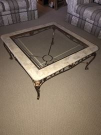 STONE & GLASS TOP COFEE TABLE
