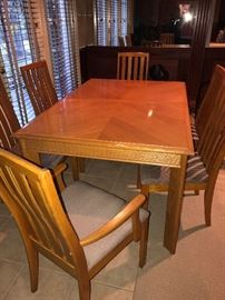 BLONDE WOOD DINING TABLE WITH 6 CHAIRS