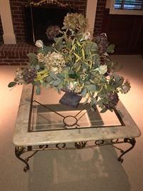 STONE AND GLASS COFFEE TABLE
