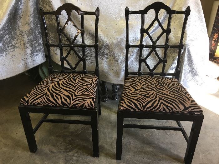Pair of black lacquered chairs made in Spain