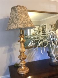 Pair of tall gold gilded buffet lamps