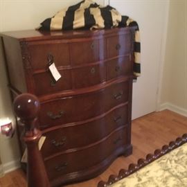 Vintage solid wood chest. 2 balloon black striped balloon shades