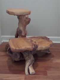 hand carved, 3 tier, wooden, display table