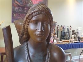 very heavy,hand carved wooden statues, 4 feet tall