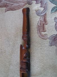 hand carved wooden walking stick