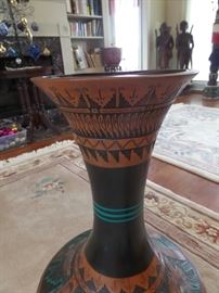 Hand carved Navajo vase, 27" tall signed by artist - very very nice!