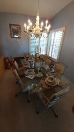 Glass top dining table with 6 chairs