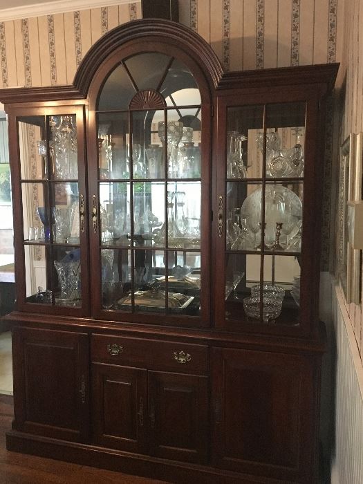 China cabinet with crystal & collectibles 