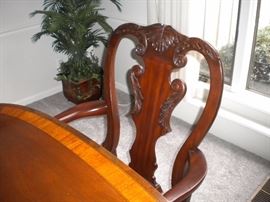 Drexel Travis Court 51″ Bow Front Duncan Phyfe China Cabinet & Ethan Allen 18th Century Mahogany Dining TablDrexel Travis Court 51″ Bow Front China Cabinet & Ethan Allen 18th Century Mahogany Dining Table with banded parquetry & The feet are capped with solid brass.e with banded parquetry & The feet are capped with solid brass.