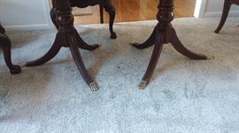 Drexel Travis Court 51″ Bow Front China Cabinet & Ethan Allen 18th Century Mahogany Dining Table with banded parquetry & The feet are capped with solid brass.