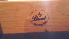 Drexel Travis Court 51″ Bow Front China Cabinet & Ethan Allen 18th Century Mahogany Dining Table with banded parquetry & The feet are capped with solid brass.