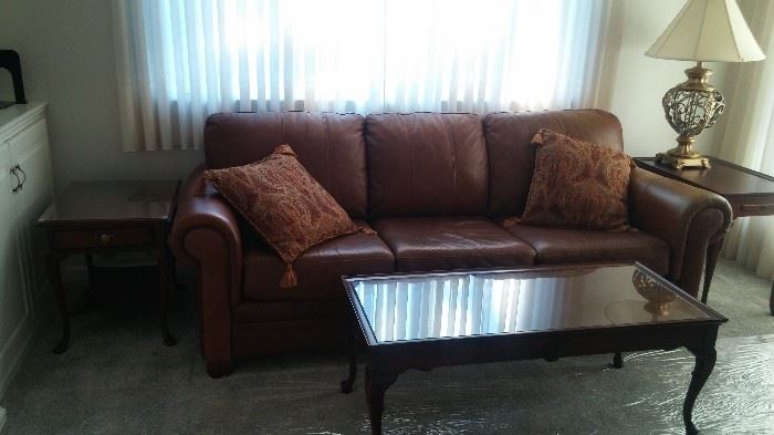 Ethan Allen leather sofa / couch
