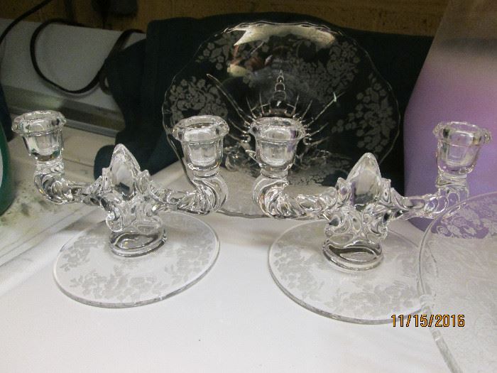 Beautiful Cambridge glass Candle Holders  Bowls, etc