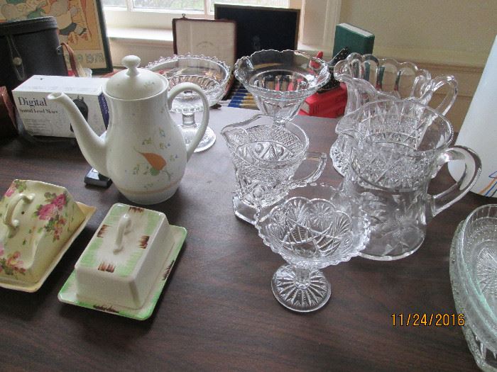 Kitchen is loaded with vintage/antique lovely and pristine china crystal pottery pieces...etc