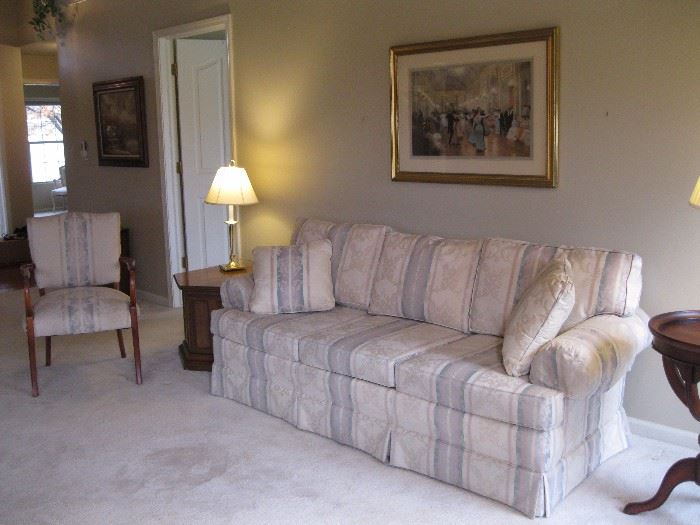 Sofa, matching side chair, end tables