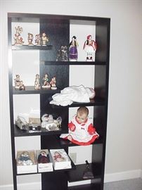 Shelving with doll collection--Bye Lo baby and Madame Alexanders