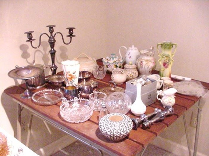 More glassware, porcelain, pottery, silverplate