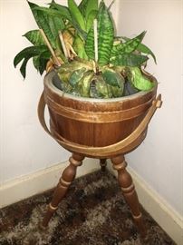 Vintage wooden bucket style plant stand.