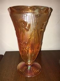 Vintage Iris and Herringbone marigold vase.