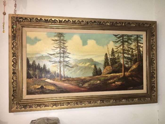 Vintage landscape oil painting.